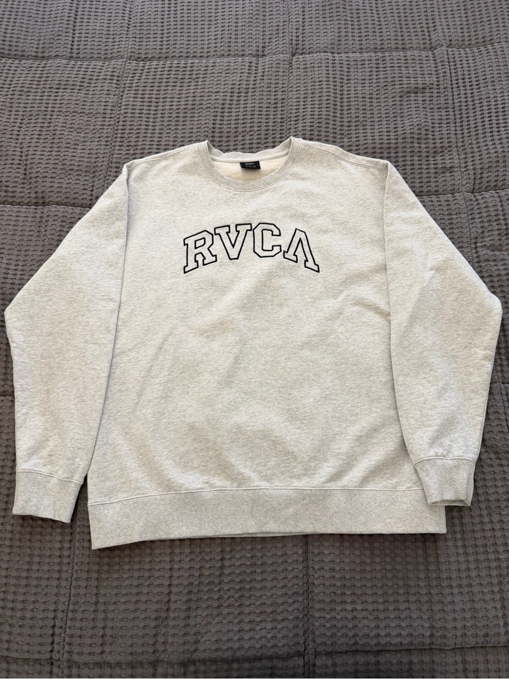 RVCA Men’s Gray Logo Graphic Print Crew Neck Fleece Cotton Sweatshirt XL